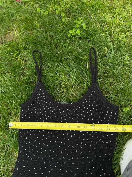 Papell Boutique Black Hand Crocheted Midi Dress with Silver Bead Accents - Picture 8 of 8